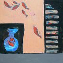 Voir Poissons Rouges V - 80x80 - huile sur toile